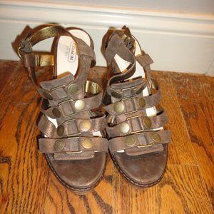 COACH Women's "MALLORIE" BRONZE Wedge Leather GLADIATOR Sandals Sz 8B